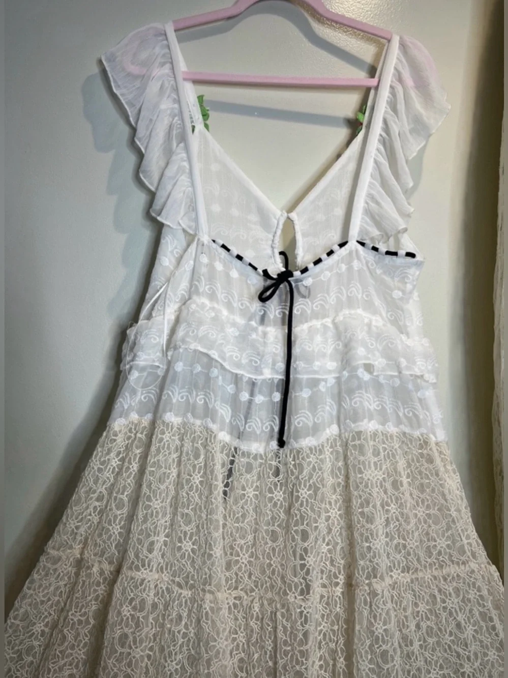 NWT Free People Selena Lace Rosette Open Front Festival Maxi Top Dress, S - Picture 7 of 11